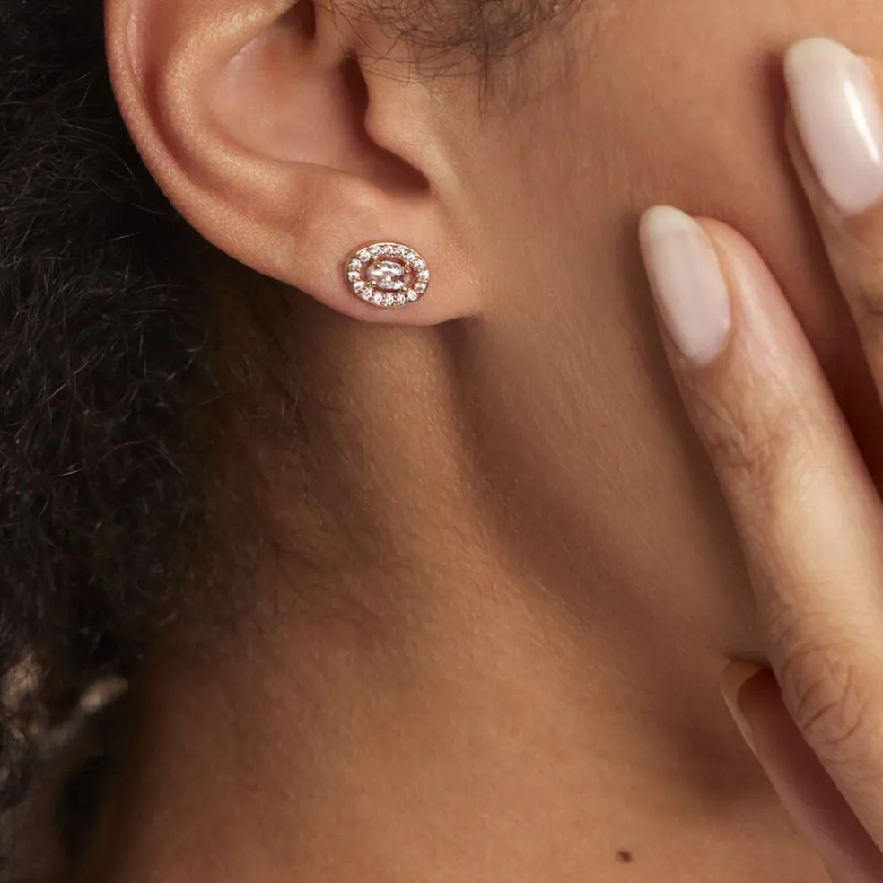 Boucles D'oreilles Puces Classical Plaqué Or Jaune Oxyde De Zirconium