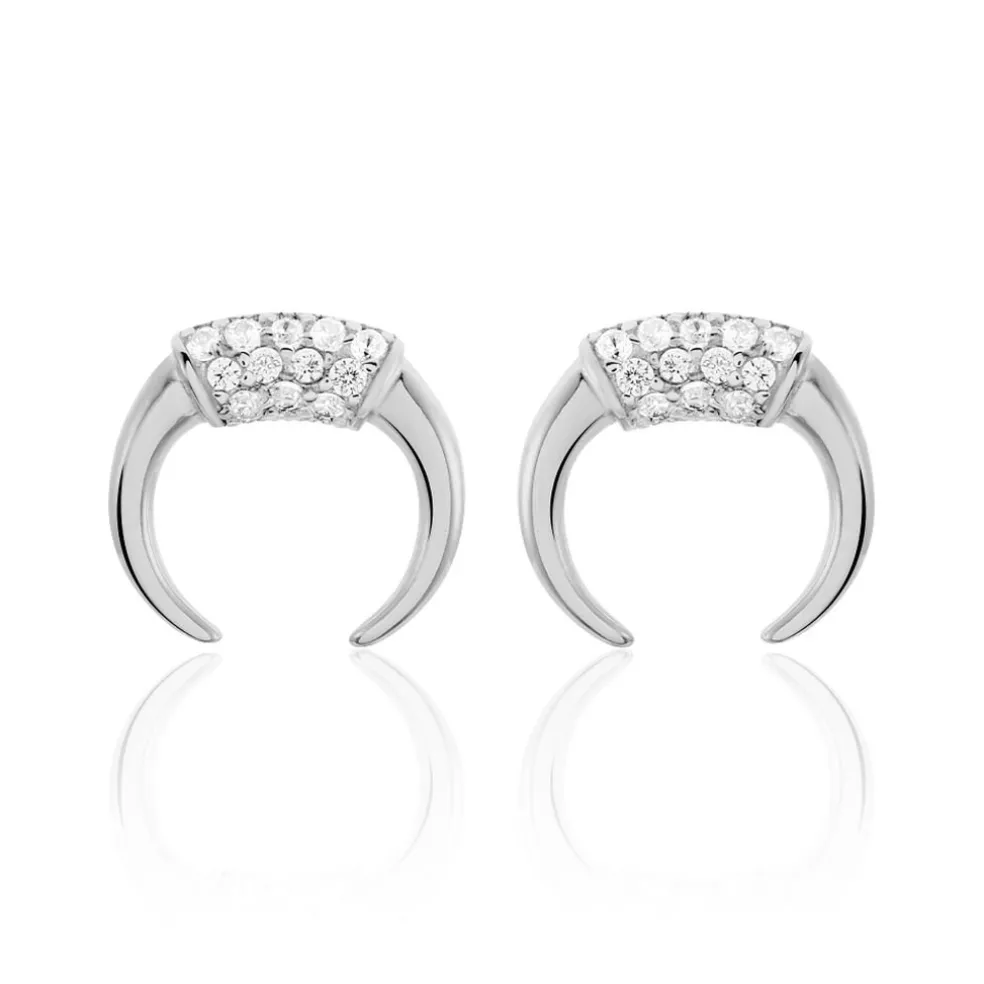 Boucles D'oreilles Puces Corneliana Argent Blanc Oxyde De Zirconium
