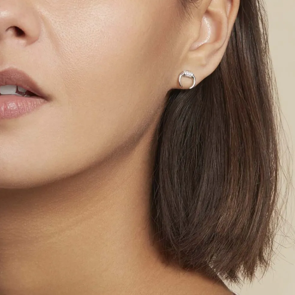 Boucles D'oreilles Puces Corneliana Argent Blanc Oxyde De Zirconium