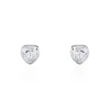 Boucles D'oreilles Puces Coeur Serti Clos Or Blanc Oxyde De Zirconium