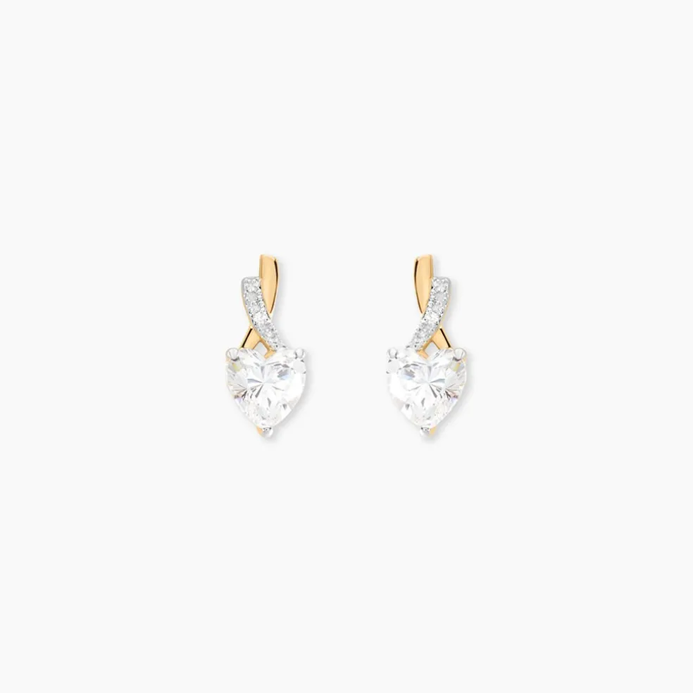 Boucles D'oreilles Puces Clothilde Or Jaune Oxyde De Zirconium