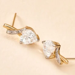 Boucles D'oreilles Puces Clothilde Or Jaune Oxyde De Zirconium