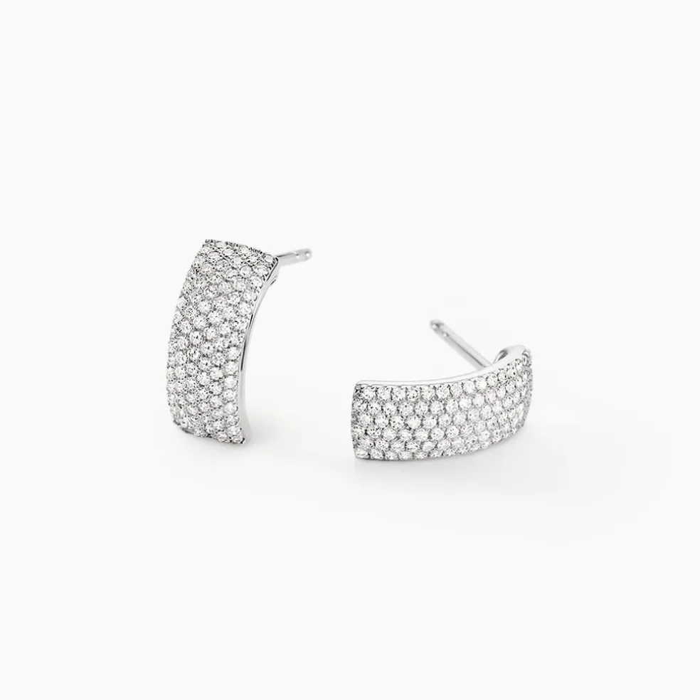 Boucles D'oreilles Puces Charlotte Or Blanc Diamant