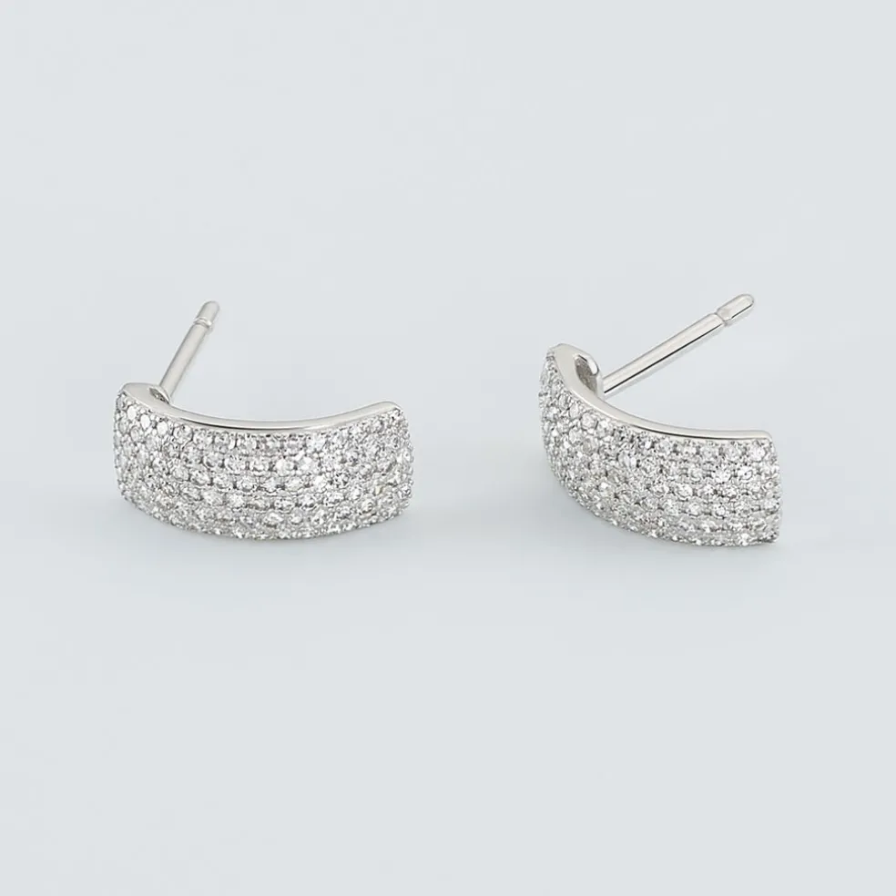 Boucles D'oreilles Puces Charlotte Or Blanc Diamant