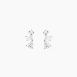 Boucles D'oreilles Puces Chadia Argent Blanc Oxyde De Zirconium