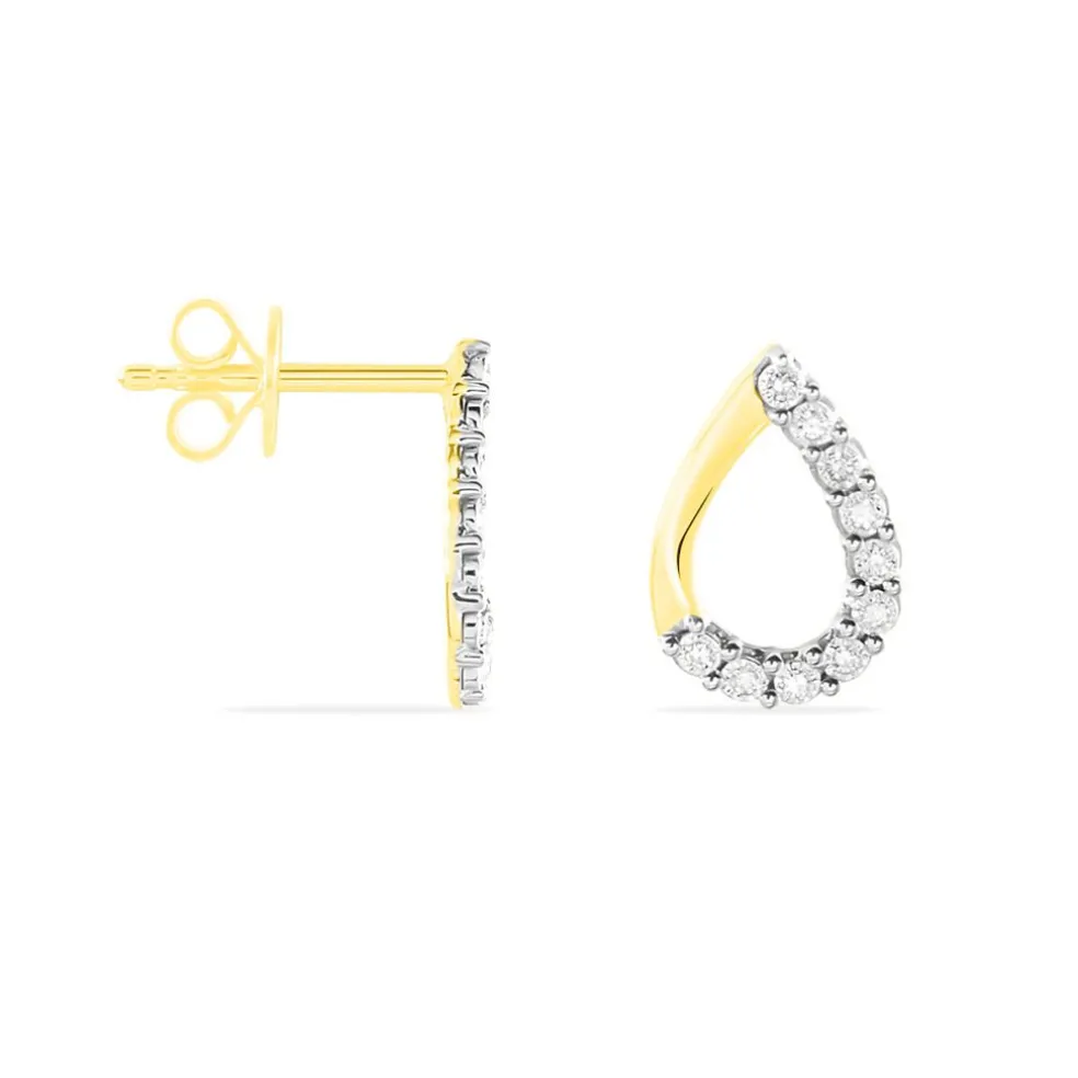 Boucles D'oreilles Puces Chrystalise Or Jaune Diamant