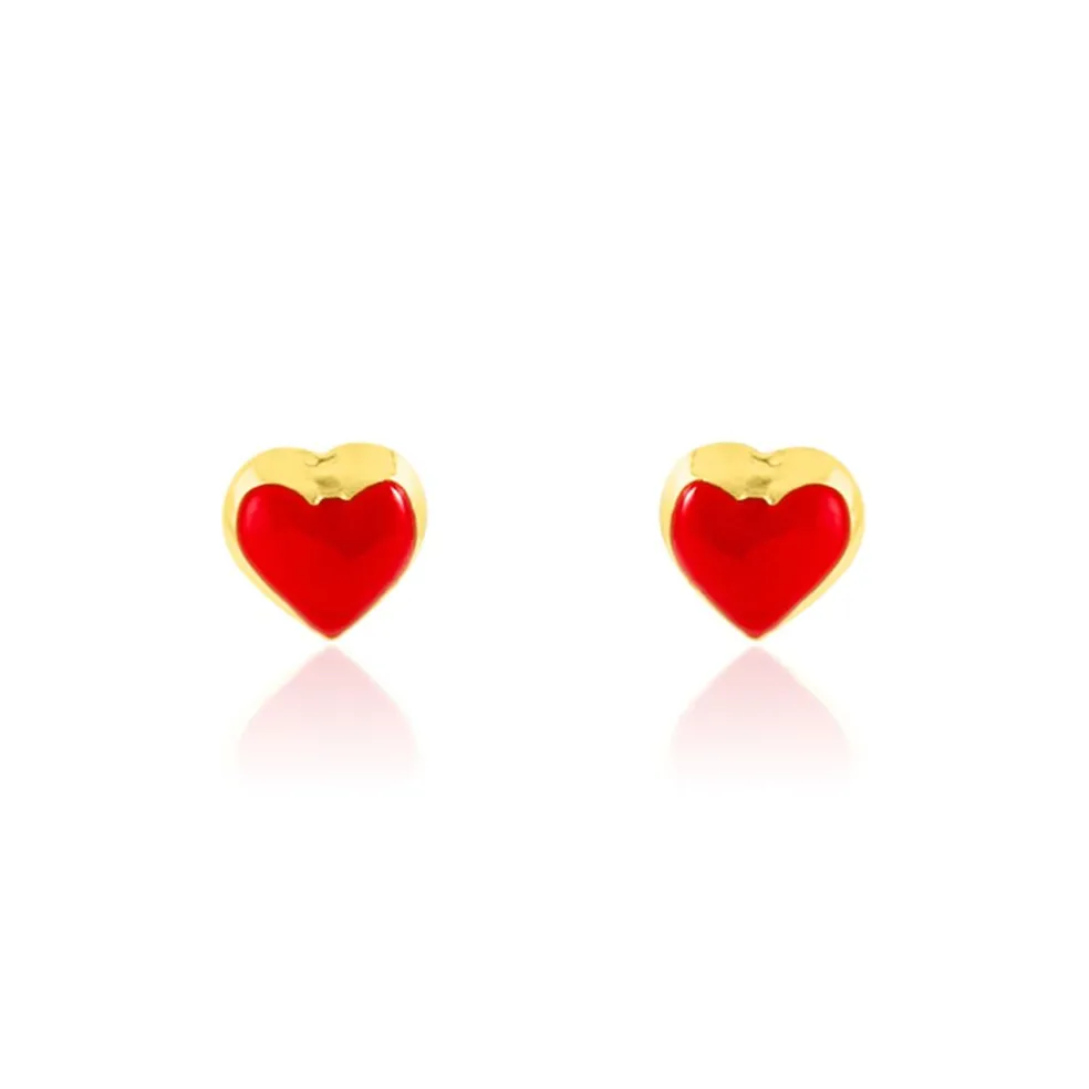 Boucles D'oreilles Puces Coralie Coeur Or Jaune