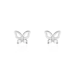 Boucles D'oreilles Puces Cyprian Argent Blanc Oxyde