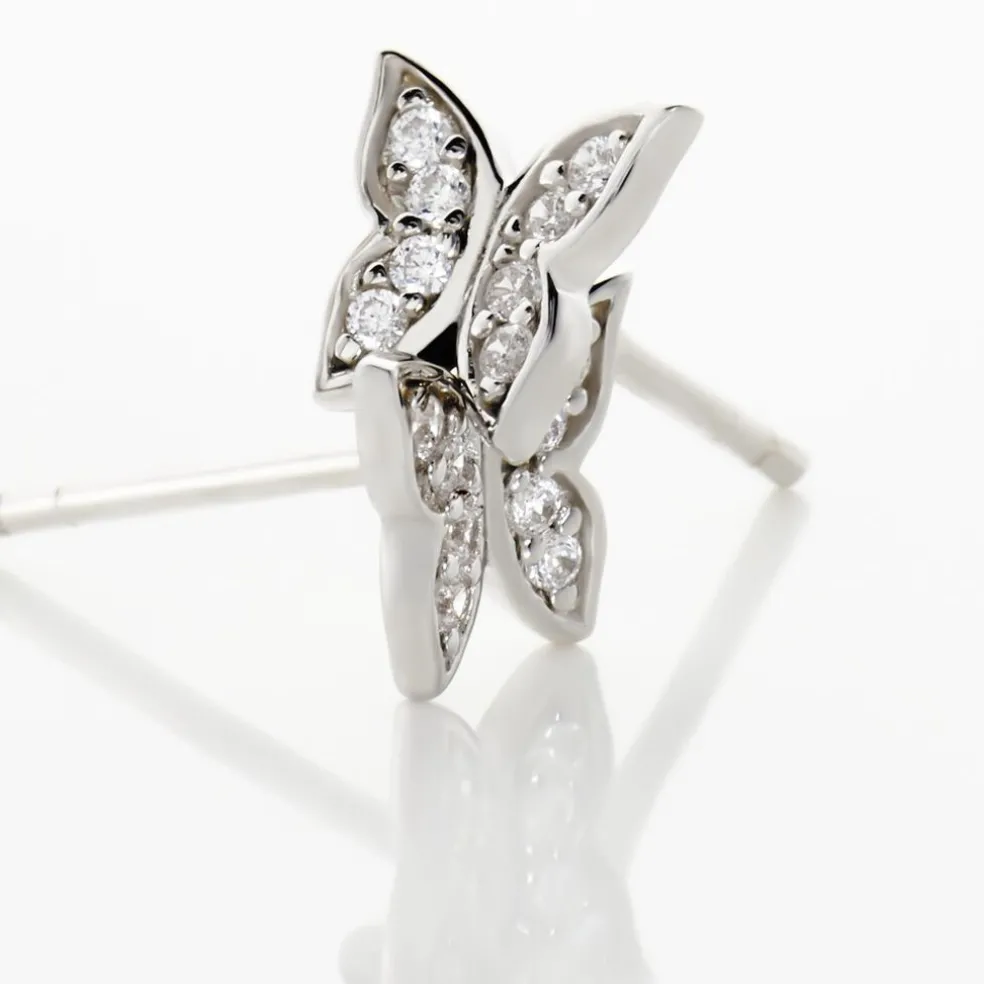 Boucles D'oreilles Puces Cadfan Argent Blanc Oxyde