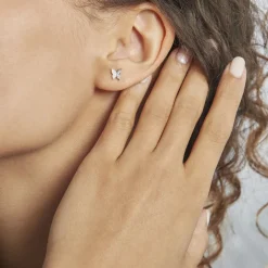 Boucles D'oreilles Puces Cadfan Argent Blanc Oxyde