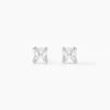 Boucles D'oreilles Puces Carre Argent Blanc Oxyde De Zirconium