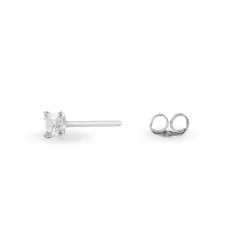 Boucles D'oreilles Puces Carre Argent Blanc Oxyde De Zirconium