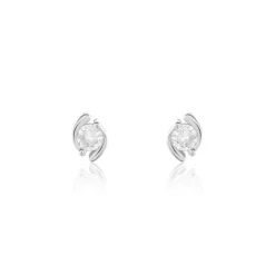 Boucles D'oreilles Puces Couteau Argent Blanc Oxyde De Zirconium
