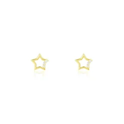 Boucles D'oreilles Puces Camomille Or Jaune Oxyde De Zirconium
