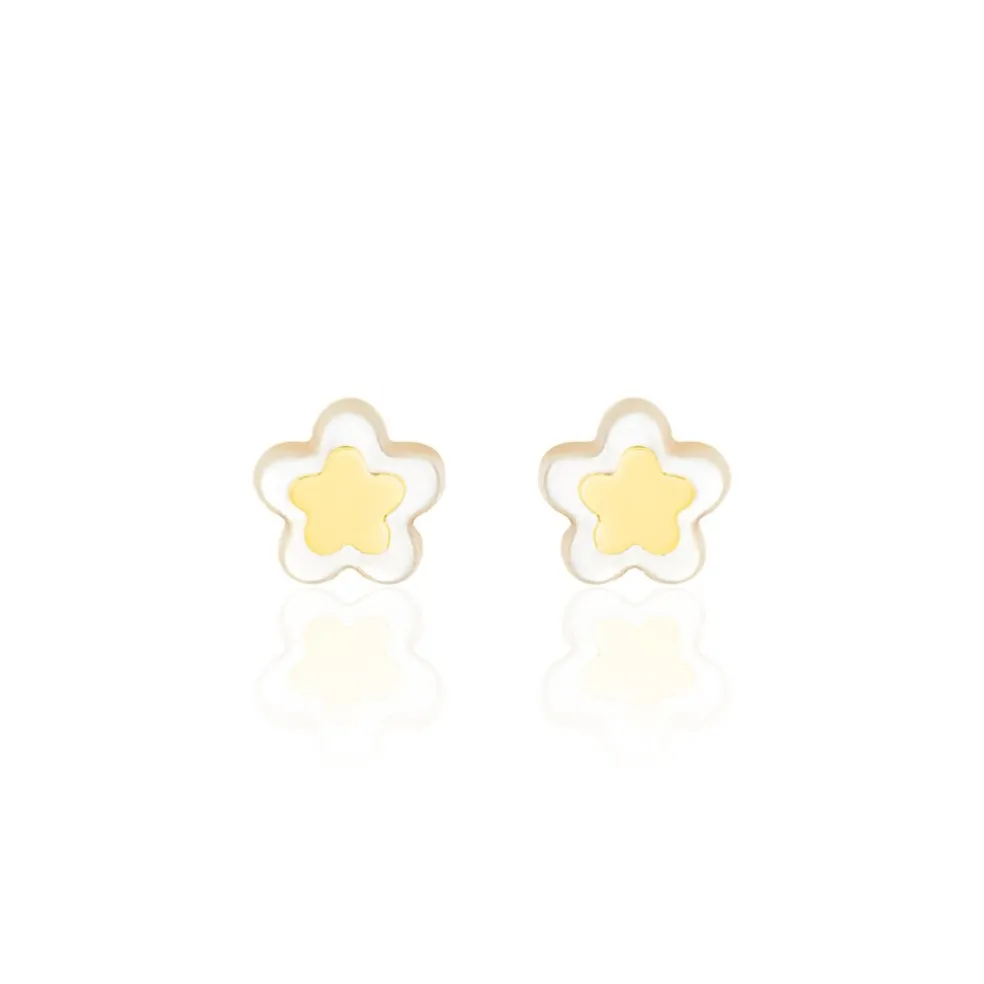 Boucles D'oreilles Puces Cleomelia Fleur Or Jaune