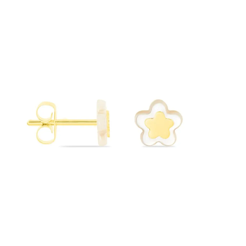 Boucles D'oreilles Puces Cleomelia Fleur Or Jaune