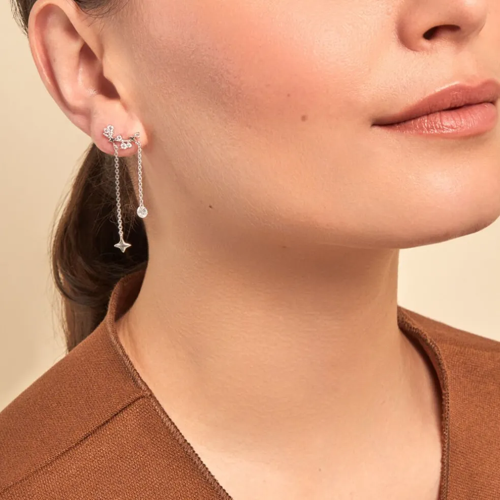 Boucles D'oreilles Puces Claodia Argent Blanc Oxyde De Zirconium