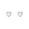 Boucles D'oreilles Puces Daria Coeur Plein Or Blanc Oxyde De Zirconium