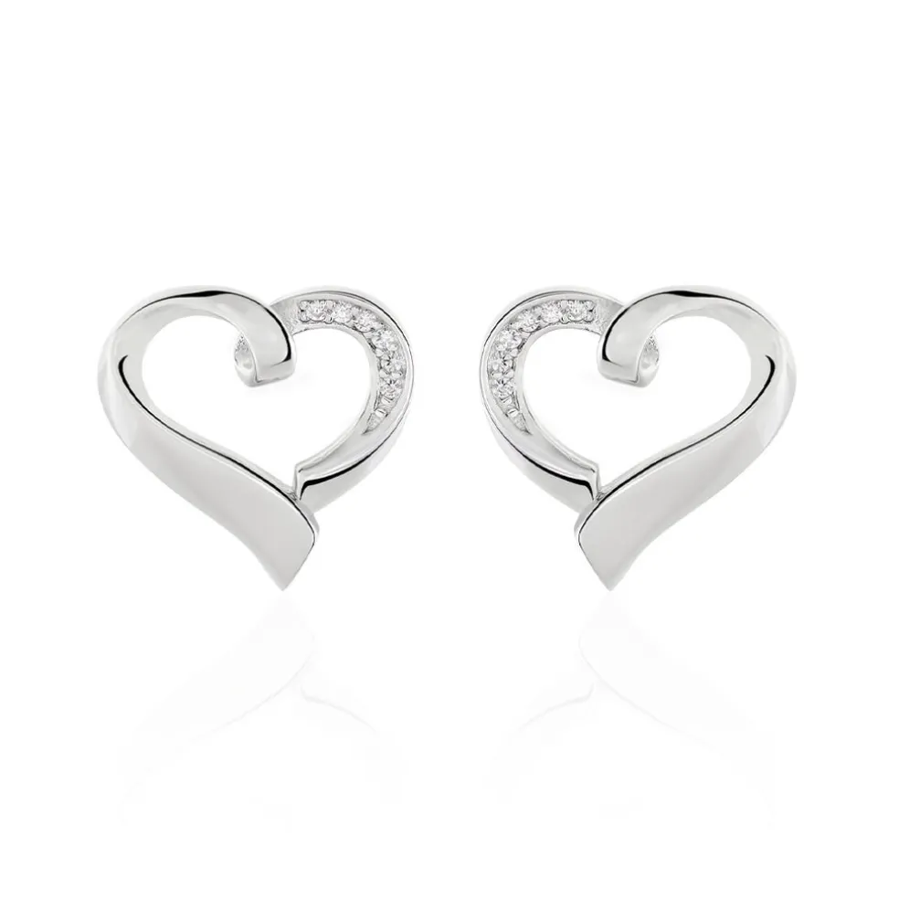 Boucles D'oreilles Puces Daviane Argent Blanc Oxyde De Zirconium