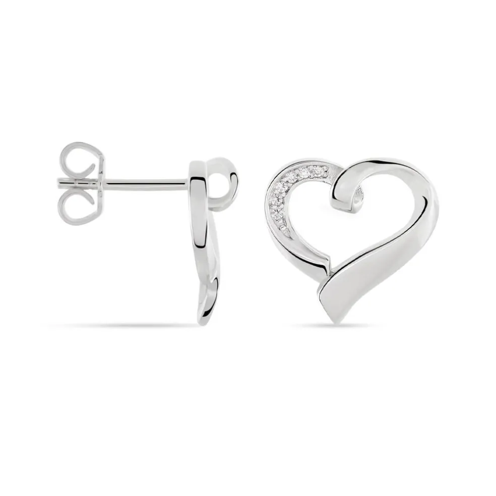 Boucles D'oreilles Puces Daviane Argent Blanc Oxyde De Zirconium