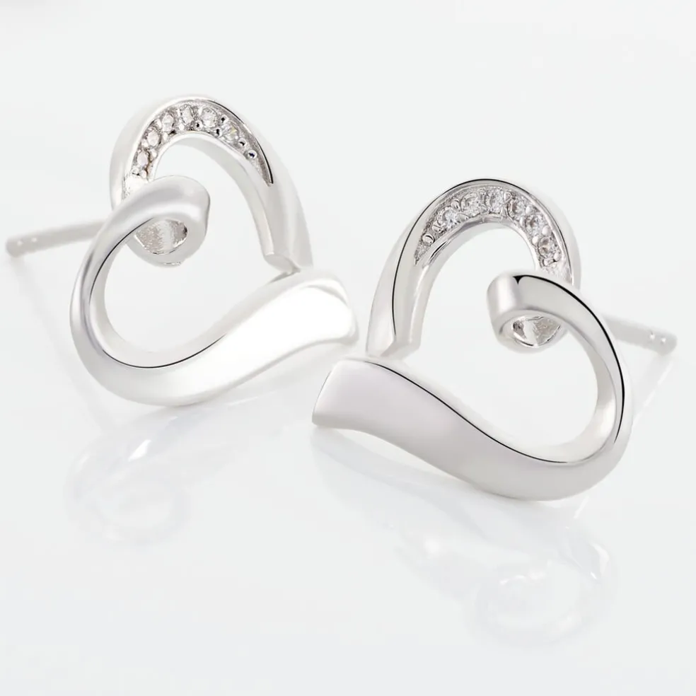 Boucles D'oreilles Puces Daviane Argent Blanc Oxyde De Zirconium