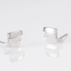 Boucles D'oreilles Puces Dolene Or Blanc Diamant