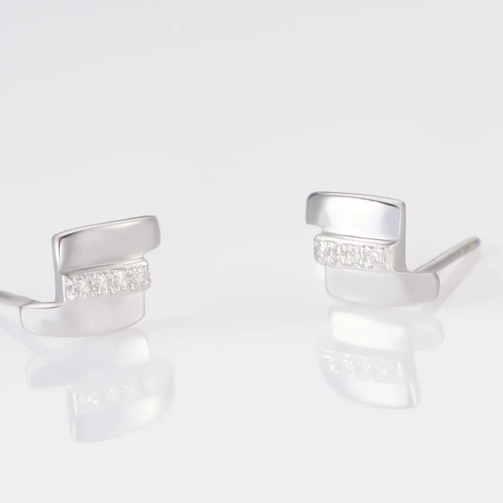 Boucles D'oreilles Puces Dolene Or Blanc Diamant