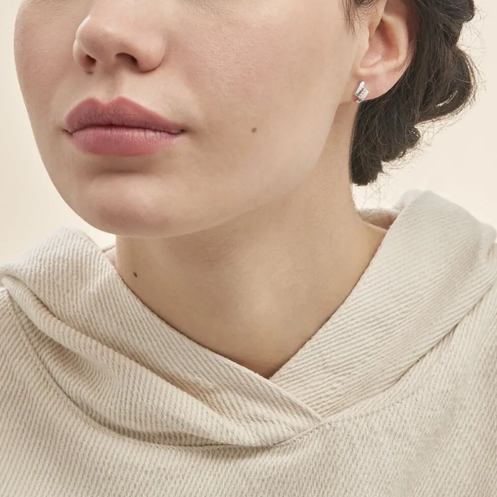 Boucles D'oreilles Puces Dolene Or Blanc Diamant