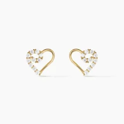 Boucles D'oreilles Puces Daria C艙ur Or Jaune Oxyde De Zirconium