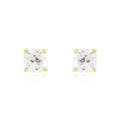 Boucles D'oreilles Puces Doreen Carre Or Jaune Oxyde De Zirconium