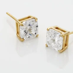 Boucles D'oreilles Puces Doreen Carre Or Jaune Oxyde De Zirconium