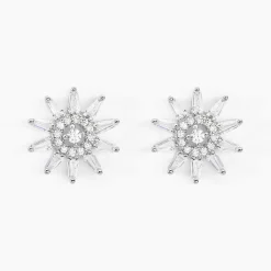 Boucles D'oreilles Puces Daisy Argent Blanc Oxyde De Zirconium