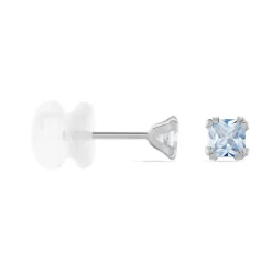 Boucles D'oreilles Puces Doreen Carre Or Blanc Oxyde De Zirconium