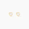 Boucles D'oreilles Puces Daria Coeur Plein Or Jaune Oxyde De Zirconium