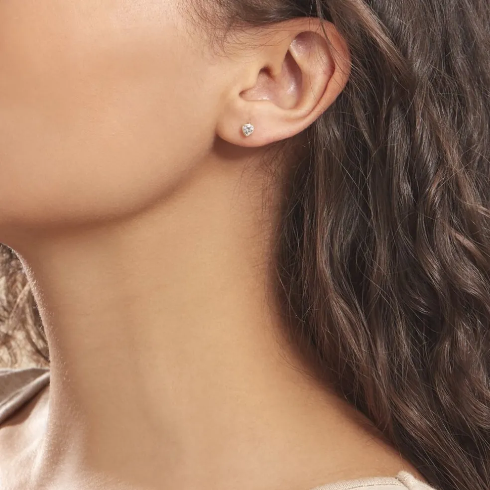 Boucles D'oreilles Puces Daria Coeur Plein Or Jaune Oxyde De Zirconium