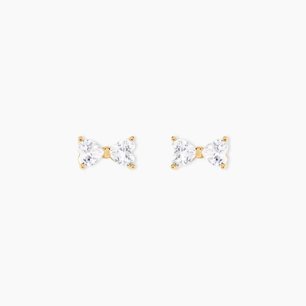 Boucles D'oreilles Puces Darina Noeud Or Jaune Oxyde De Zirconium