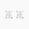 Boucles D'oreilles Puces Doreen Carre Or Blanc Oxyde De Zirconium