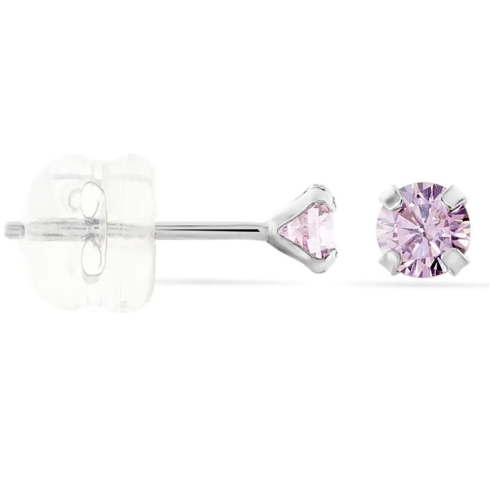 Boucles D'oreilles Puces Daria Or Blanc Oxyde De Zirconium
