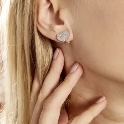 Boucles D'oreilles Puces Darwin Argent Blanc Oxyde