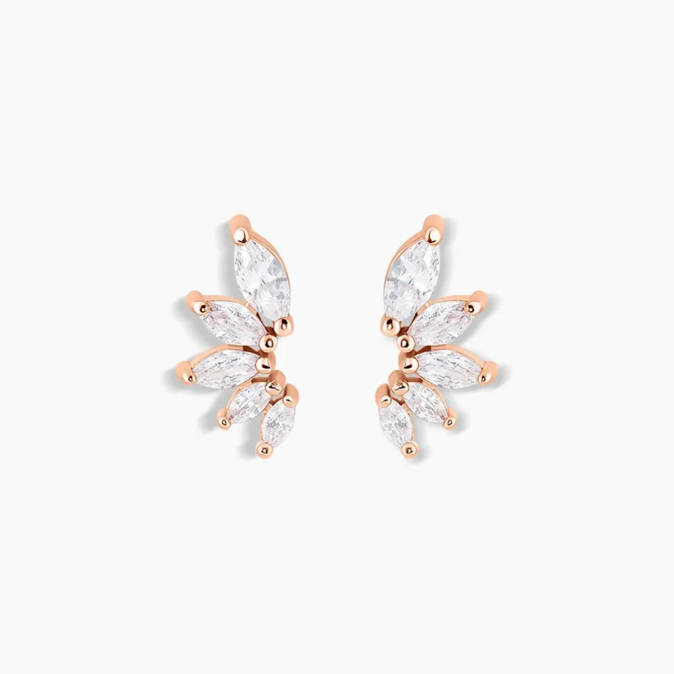 Boucles D'oreilles Puces Duchesse Argent Rose Oxyde De Zirconium