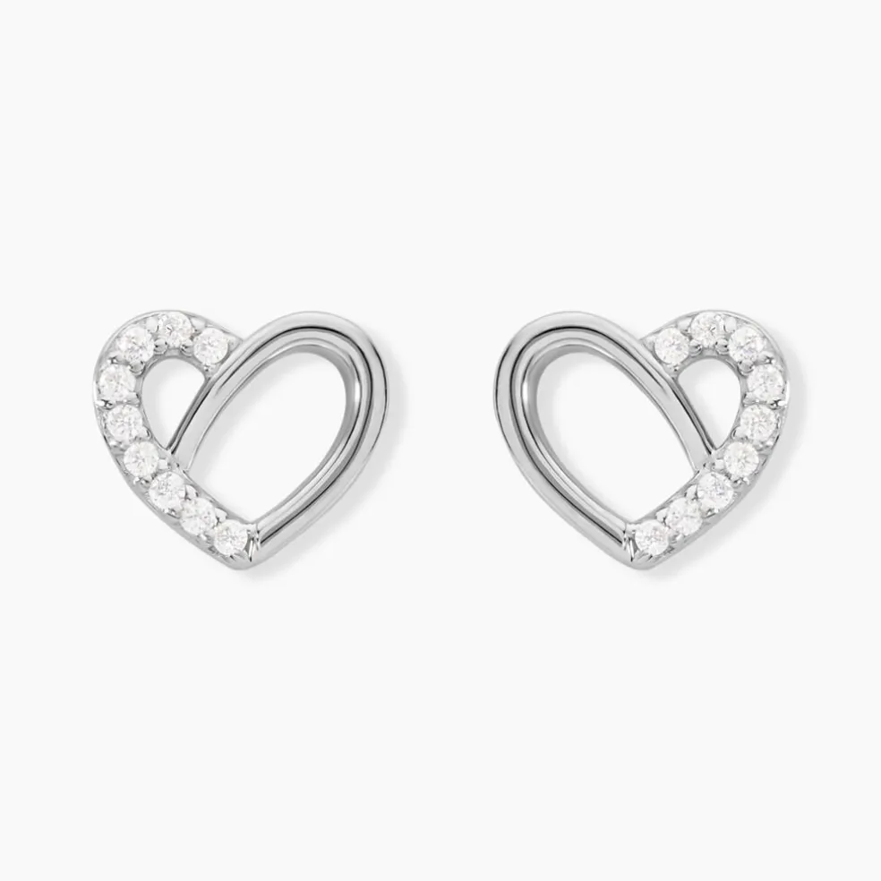 Boucles D'oreilles Puces Dorthea Argent Blanc Oxyde De Zirconium