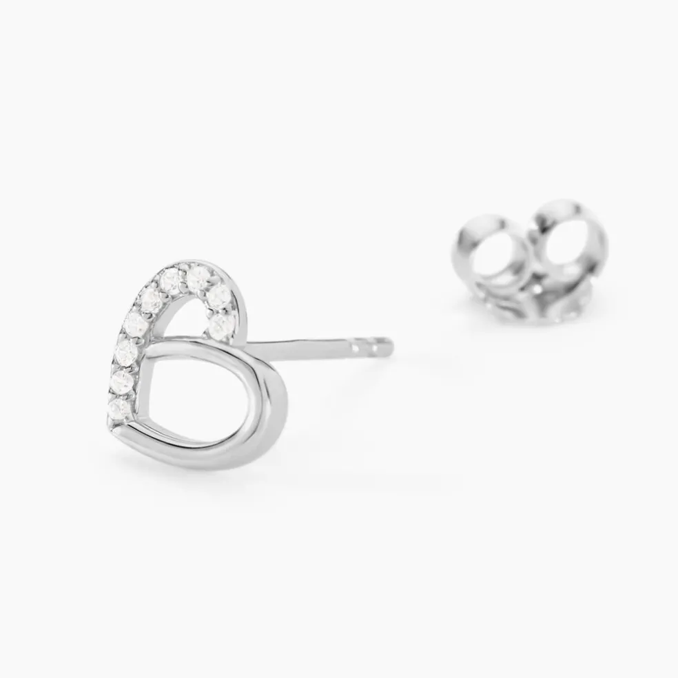 Boucles D'oreilles Puces Dorthea Argent Blanc Oxyde De Zirconium