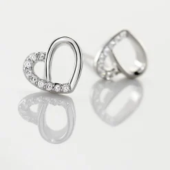 Boucles D'oreilles Puces Dorthea Argent Blanc Oxyde De Zirconium