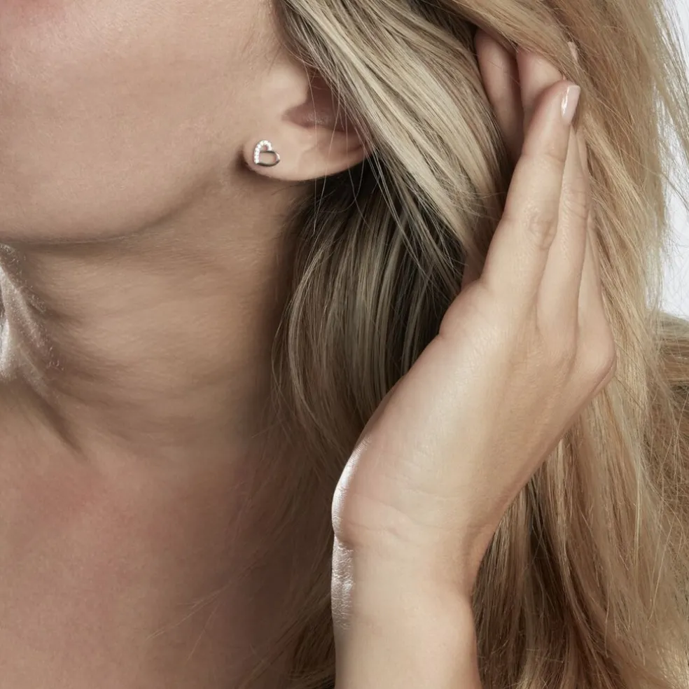 Boucles D'oreilles Puces Dorthea Argent Blanc Oxyde De Zirconium