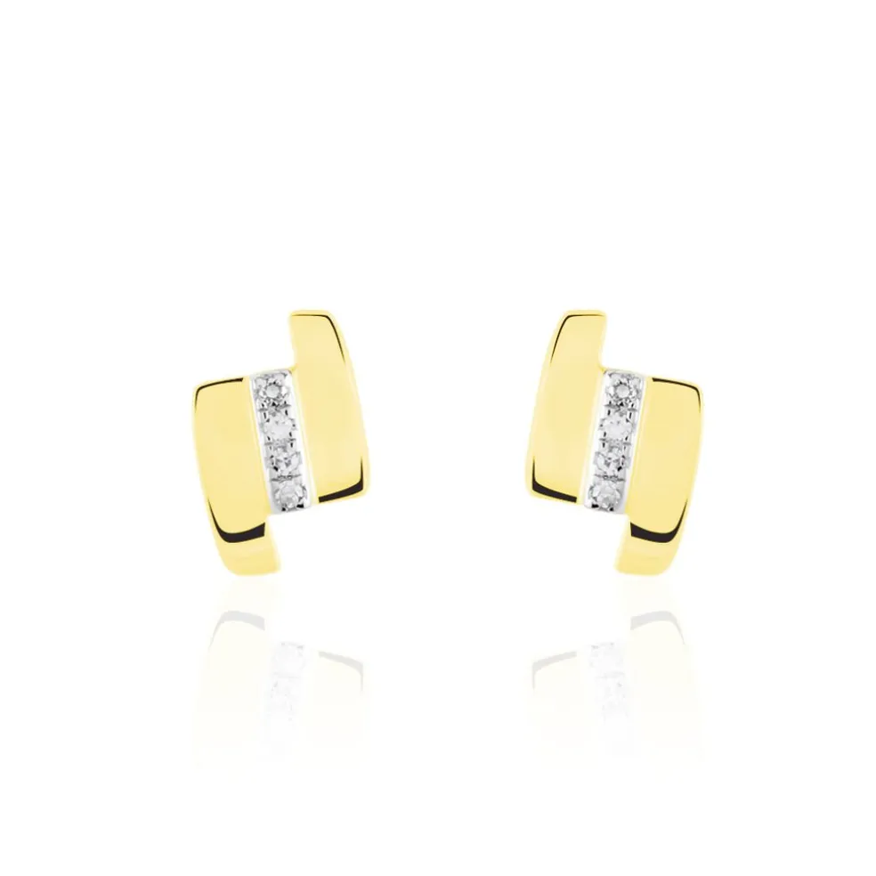 Boucles D'oreilles Puces Dolene Or Jaune Diamant