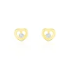 Boucles D'oreilles Puces Daria C艙ur Or Jaune Oxyde De Zirconium