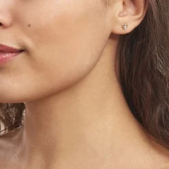 Boucles D'oreilles Puces Daria C艙ur Or Jaune Oxyde De Zirconium