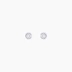 Boucles D'oreilles Puces Daria Serti Clos Or Blanc Oxyde De Zirconium