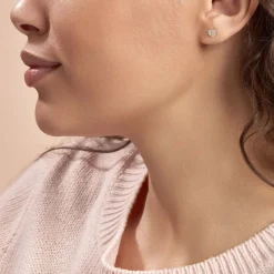 Boucles D'oreilles Puces Daria Coeur Plein Or Jaune Oxyde De Zirconium