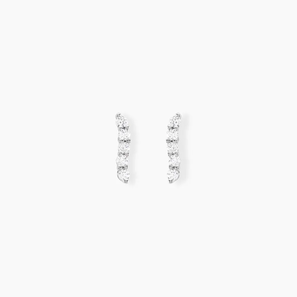 Boucles D'oreilles Puces Dahina Or Blanc Oxyde De Zirconium
